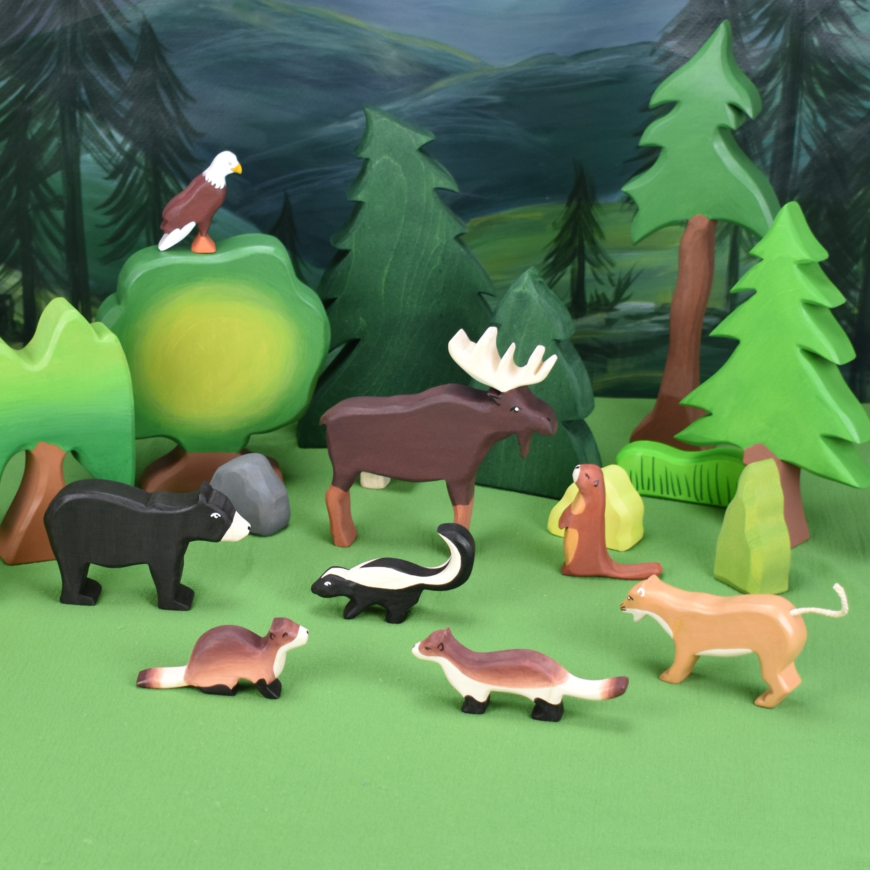 North American Animals - wooden toy figurines