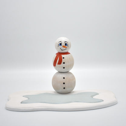 Wooden snowman toy decoration