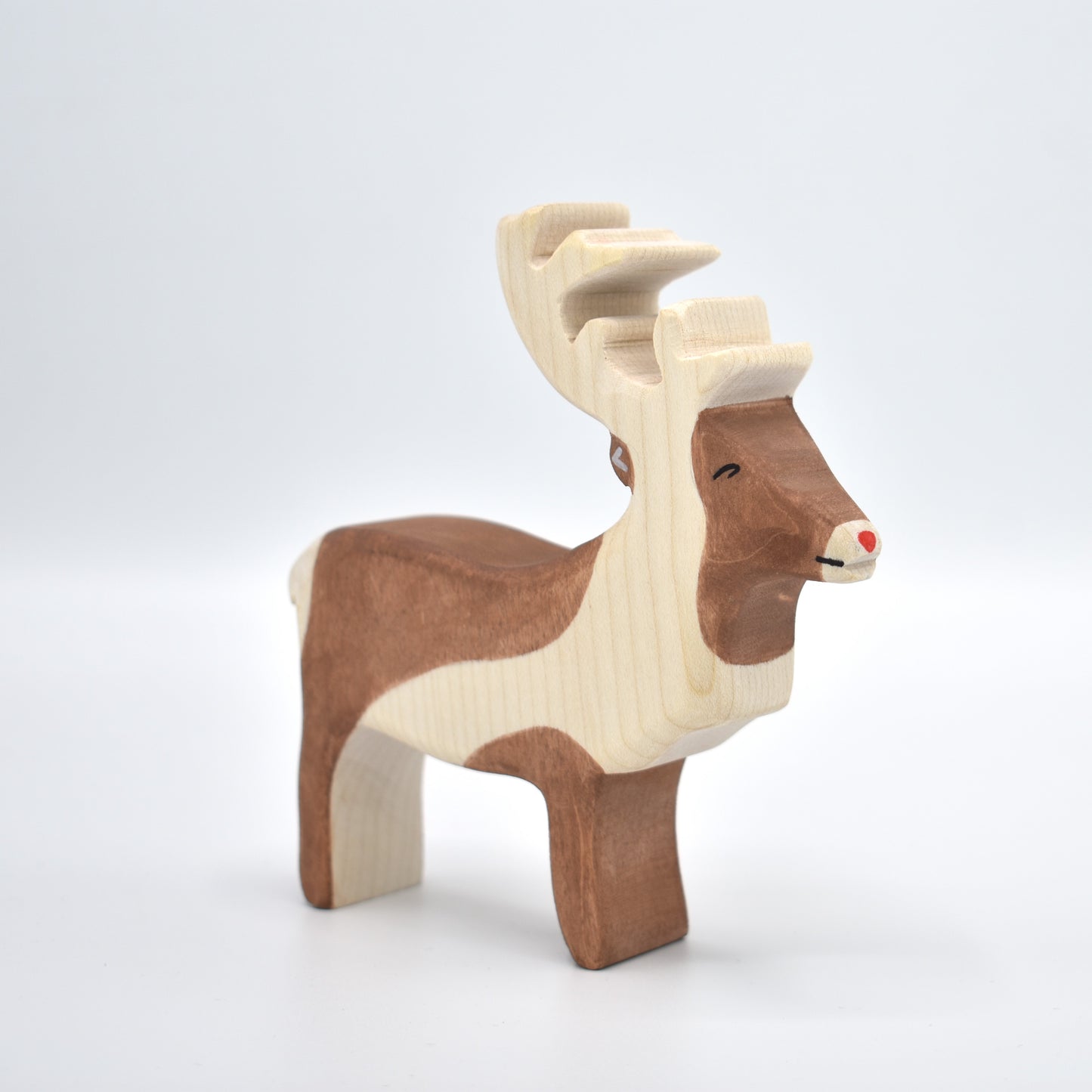 Santa Claus Figurine & Wooden Reindeer Toy