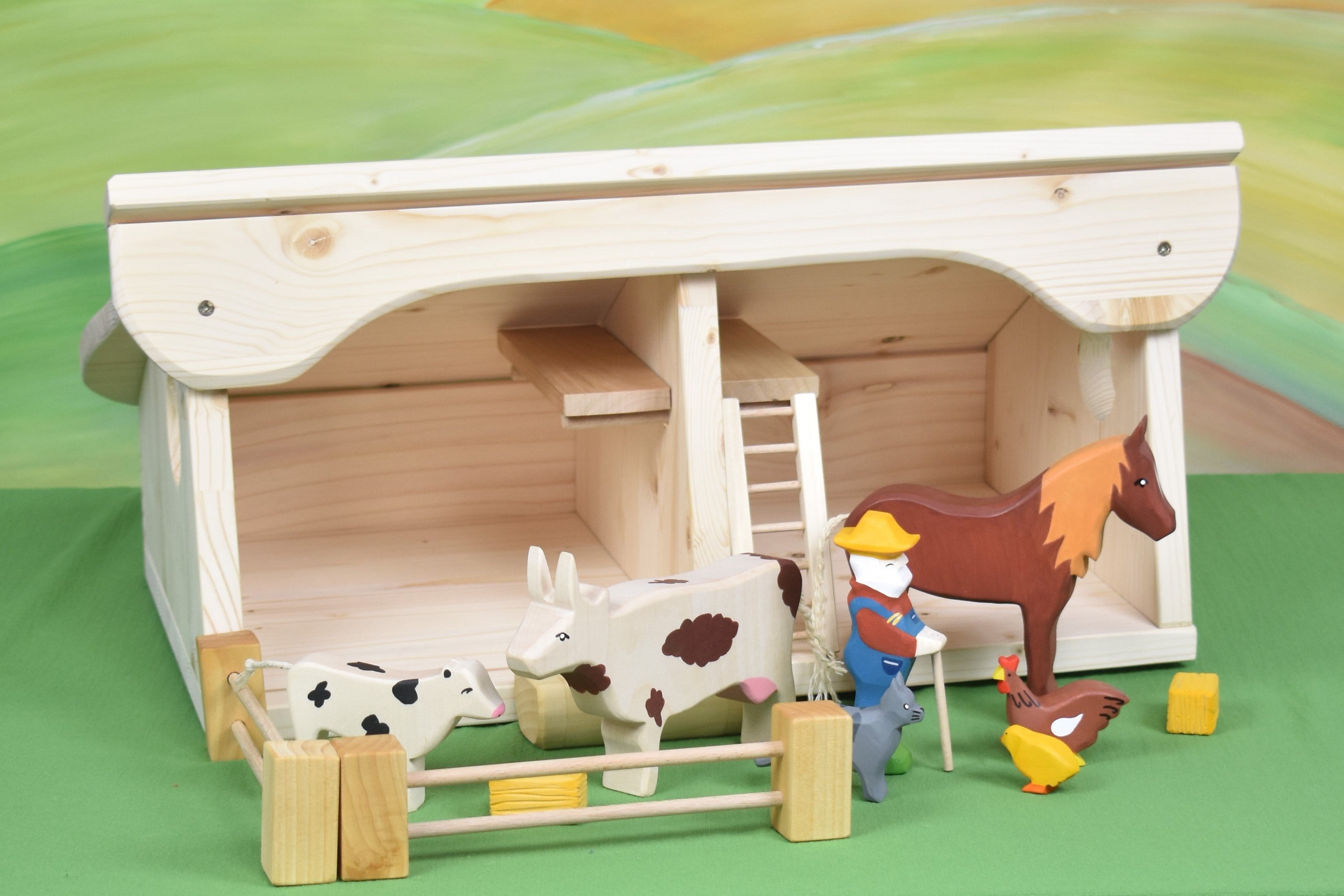 Wooden farm barn sales toy