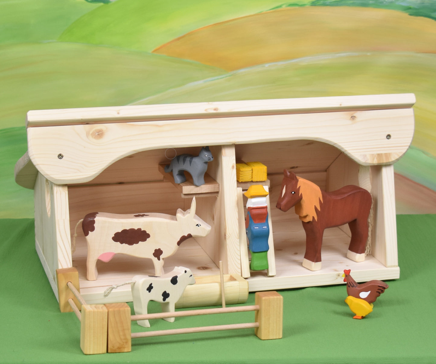 Wooden Toy Barn for Farm Animals