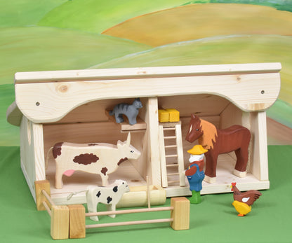 Wooden Toy Barn for Farm Animals