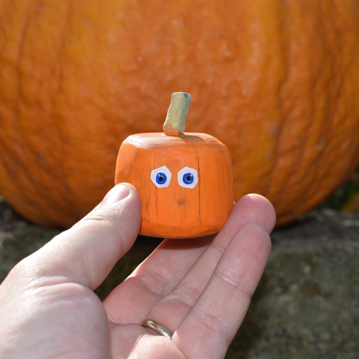 Wooden pumpkin toy figurine