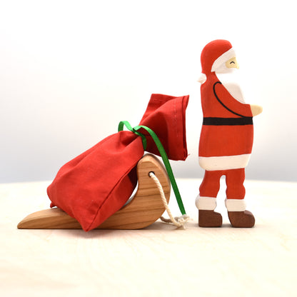 Santa Claus Figurine & Wooden Reindeer Toy