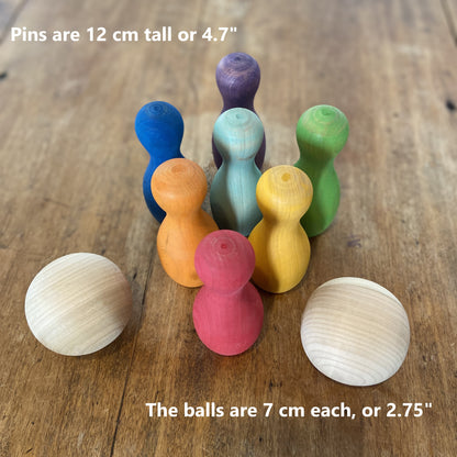 Bowling pins toy set - Wooden Montessori toys