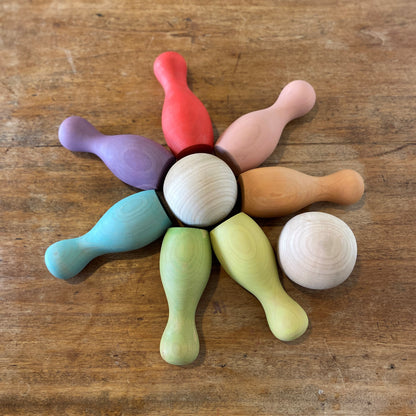 Bowling pins toy set - Wooden Montessori toys