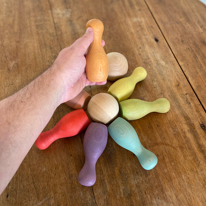 Bowling pins toy set - Wooden Montessori toys