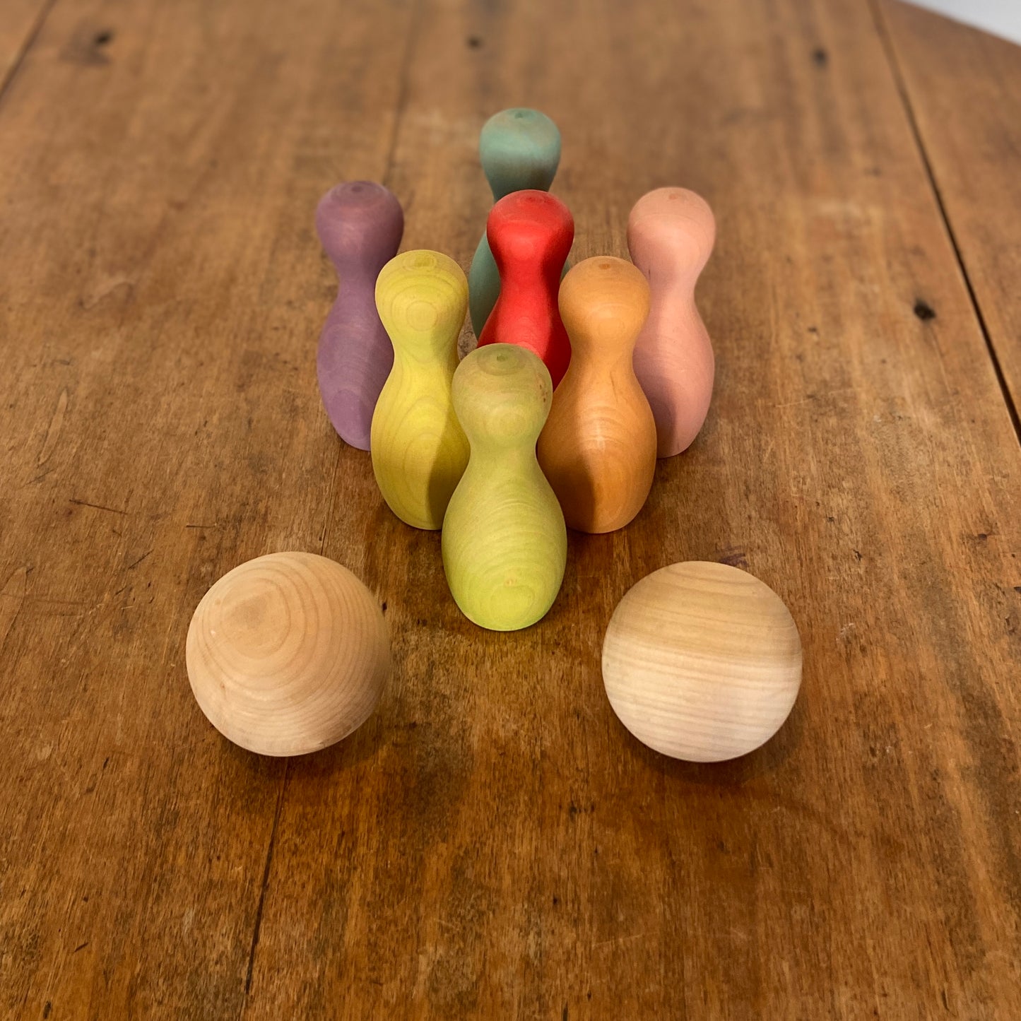 Bowling pins toy set - Wooden Montessori toys