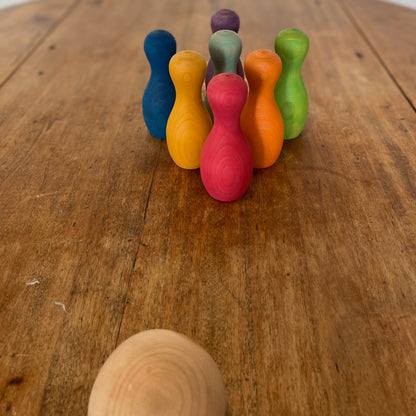 Bowling pins toy set - Wooden Montessori toys