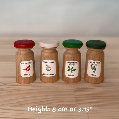 Wooden kitchen toys & play food - Herbs, Spices, Jams