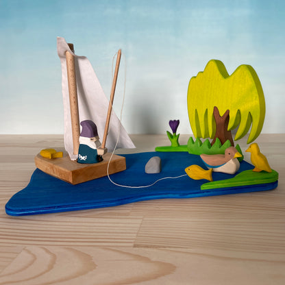 Fisherman & Wooden toy boat | Waldorf toys