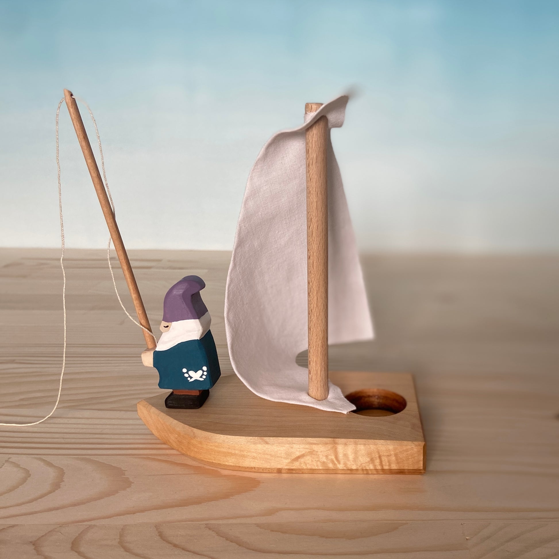 Handmade Wooden Toy Sailing Boat Eco-conscious Waldorf
