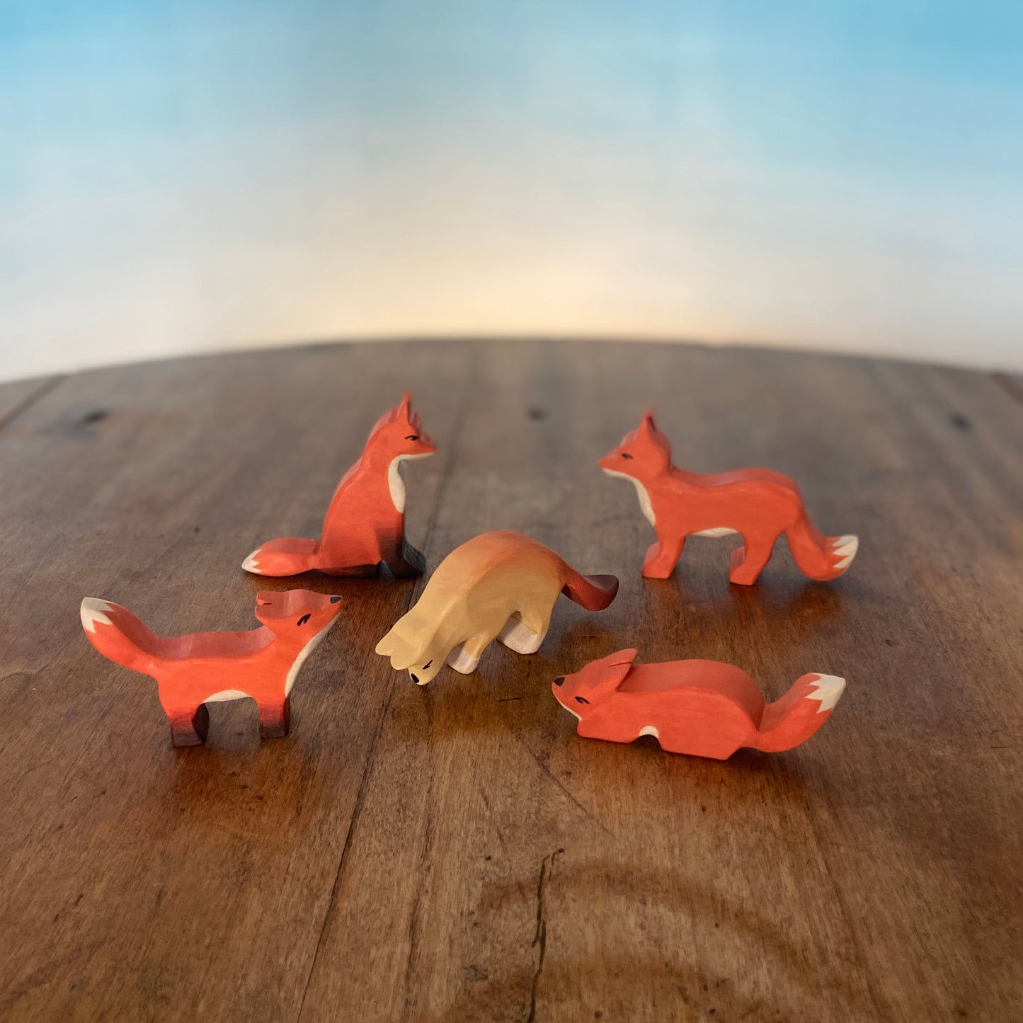 Wooden animal toys - Foxes | Waldorf toys