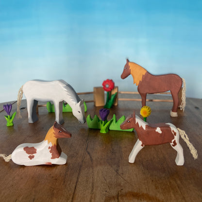 Wooden farm animals - Horse family | Waldorf toys