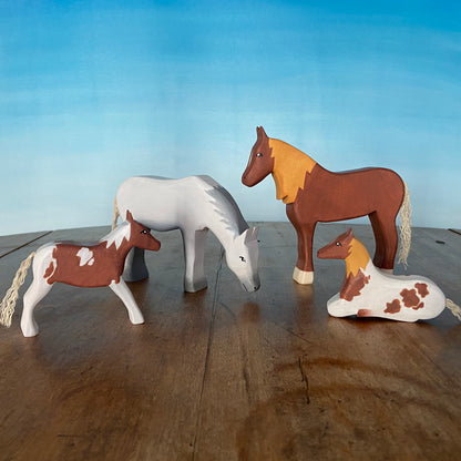 Wooden farm animals - Horse family | Waldorf toys