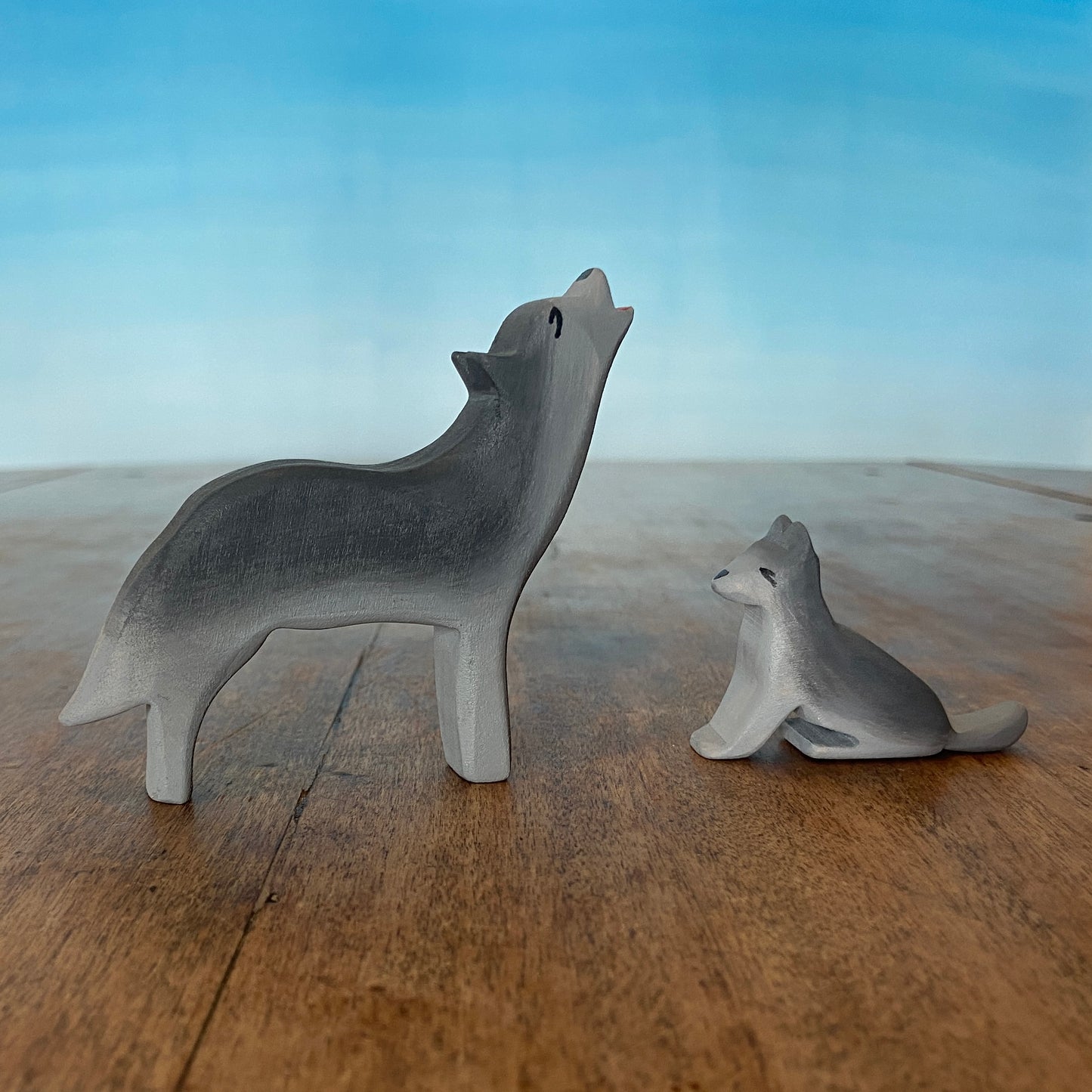 Wooden forest animals - Wolf family | Waldorf toys