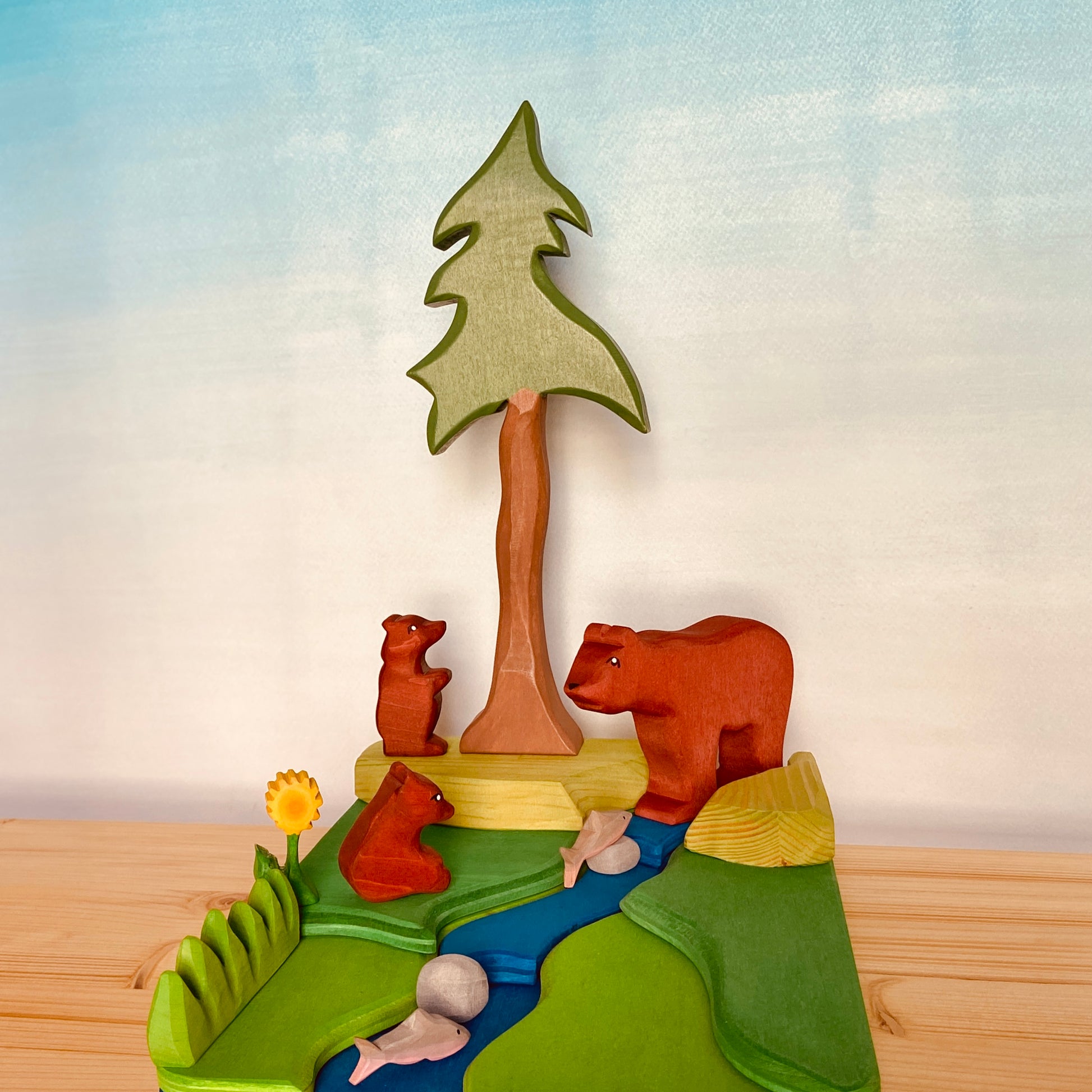 Wooden forest animals - Wolf family