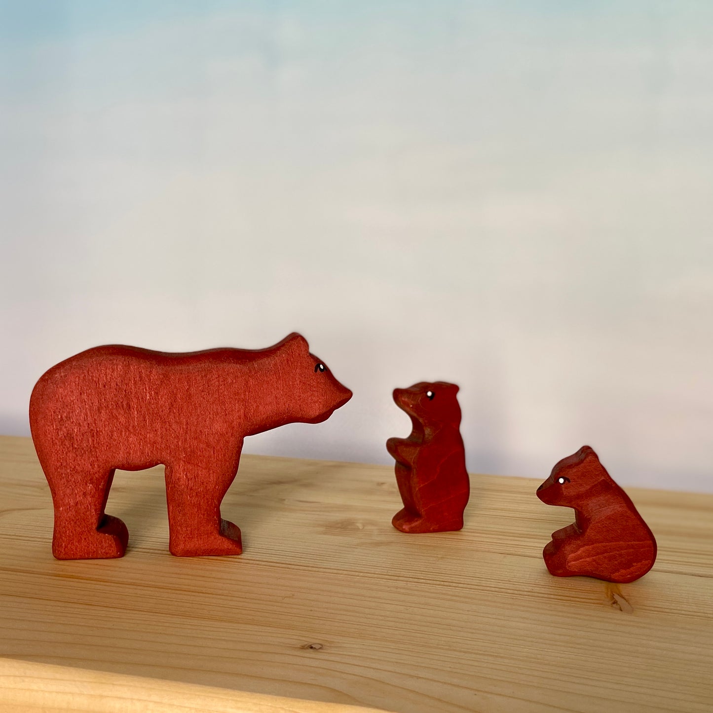 Wooden animals - Bear & Cubs | Waldorf toys